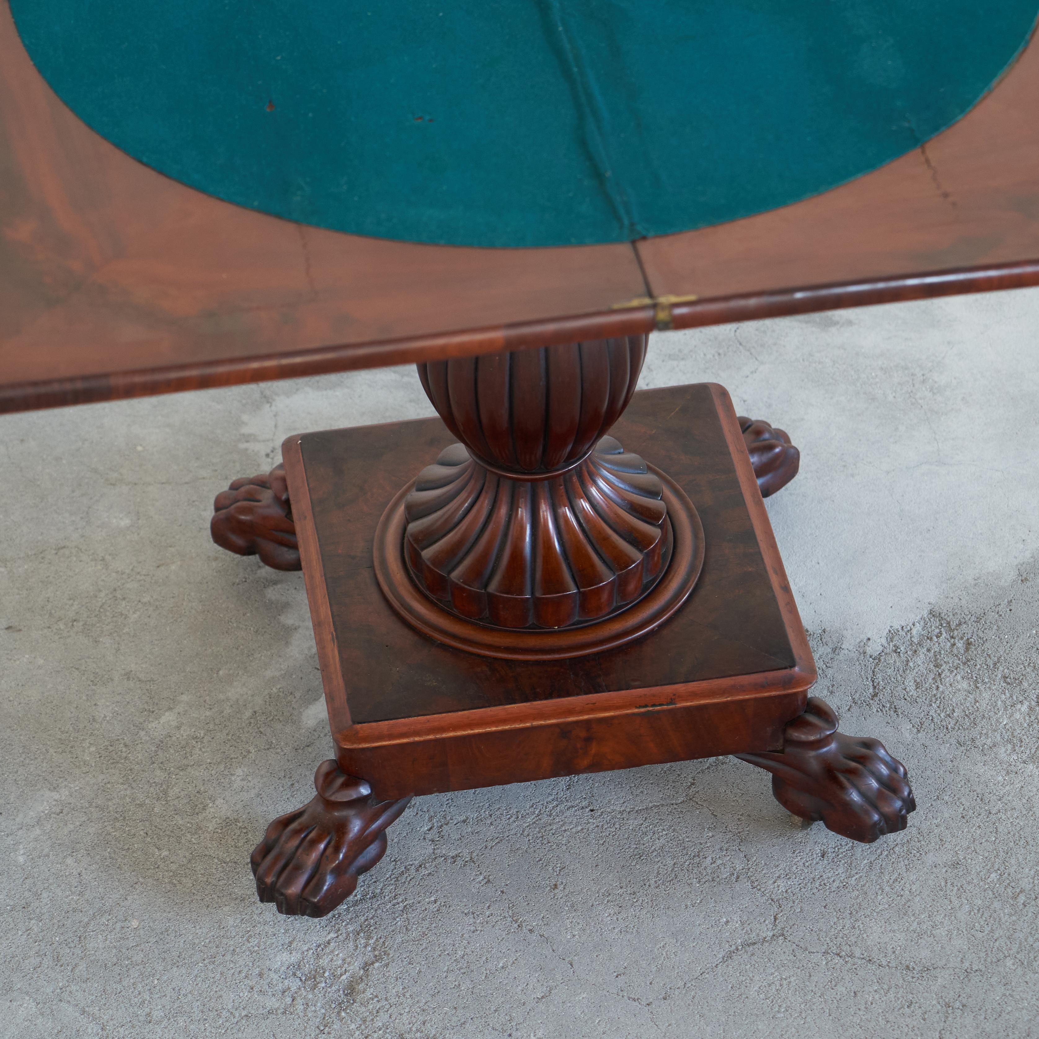 Antique Folding Pedestal Card Table Mid 19th Century For Sale 5