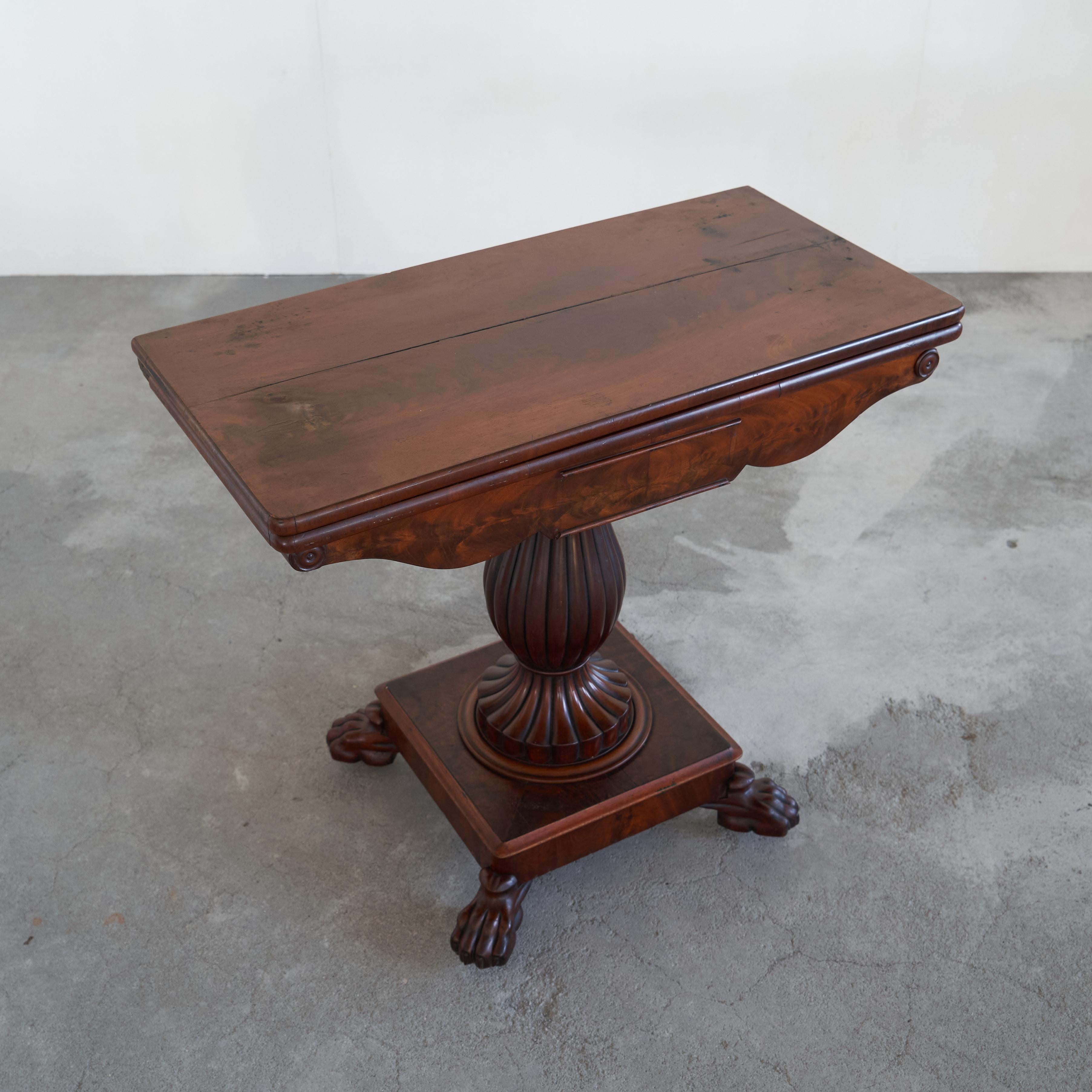 High Victorian Antique Folding Pedestal Card Table Mid 19th Century For Sale
