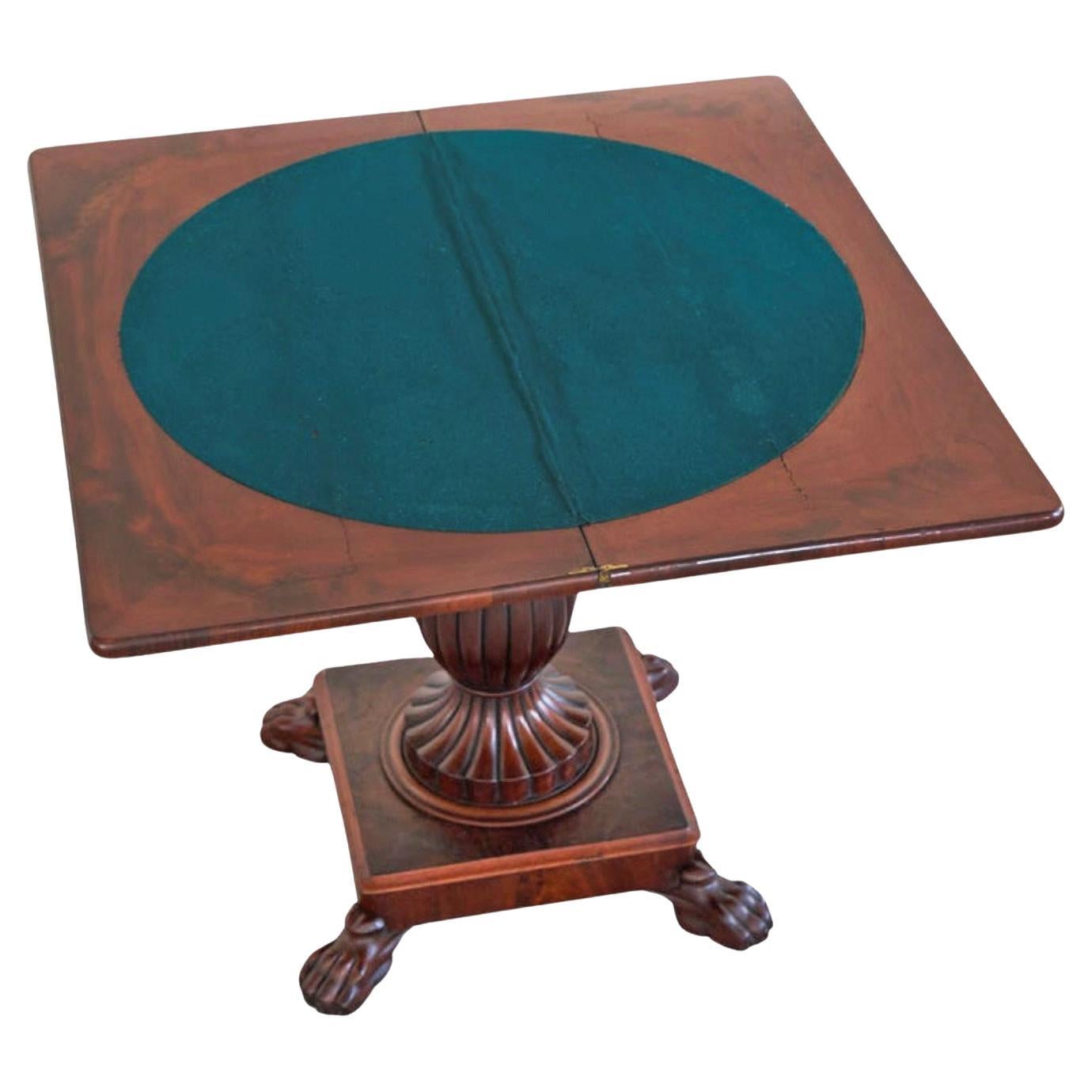 Antique Folding Pedestal Card Table Mid 19th Century For Sale