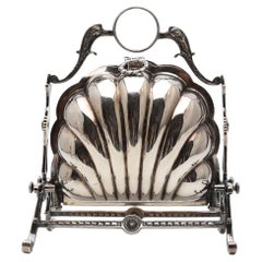 Antique Folding Silver Plated Shell Biscuit Box Victorian by Fenton Brothers