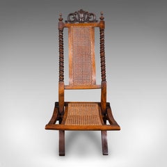 Antiker klappbarer Dampfsessel, Englisch, Bergère, Campaigner Lounge Sitz, Viktorianisch