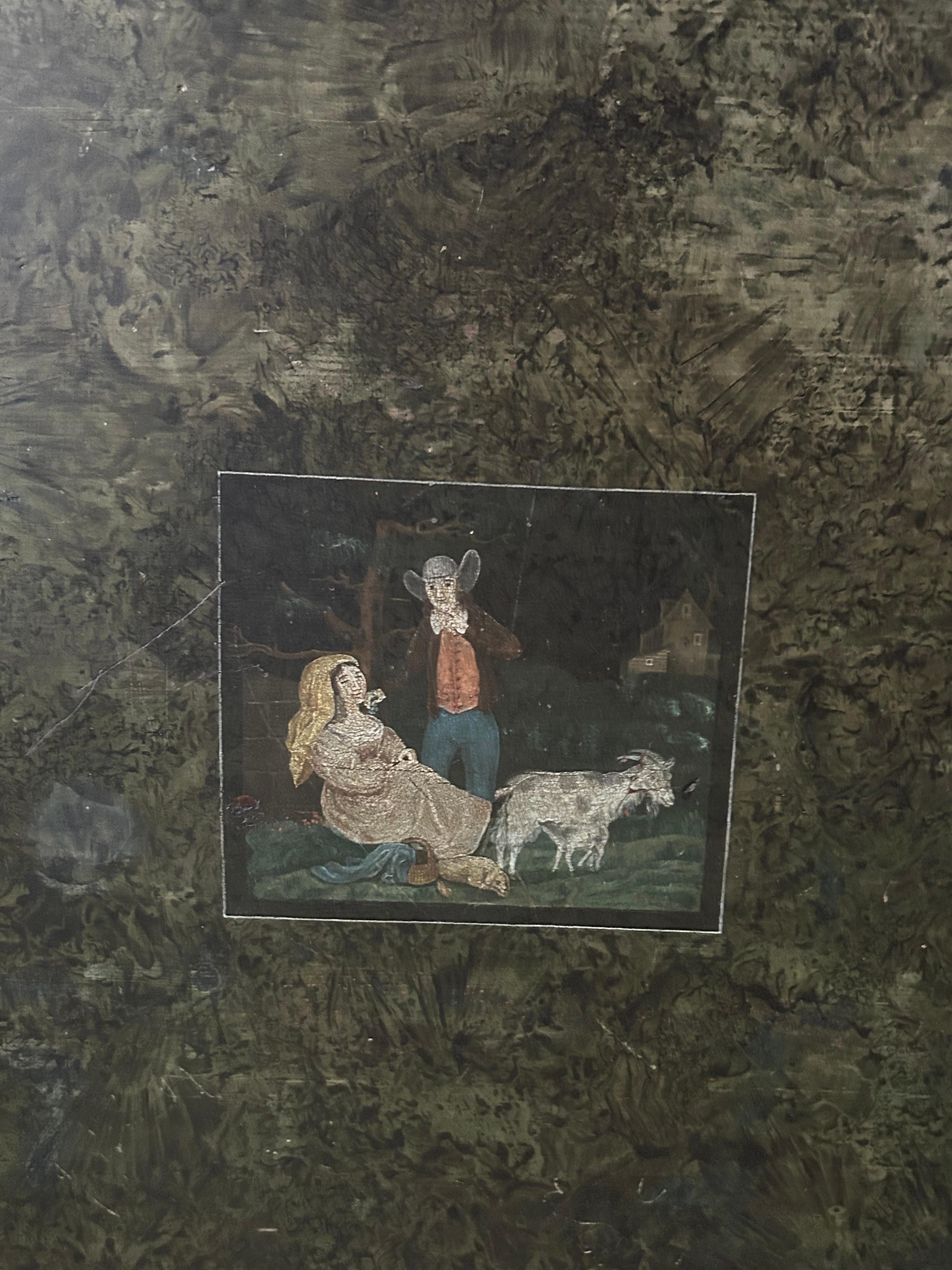 Antique Folding Table in Green Paint with Decorations, Sweden, 19th Century In Good Condition For Sale In Copenhagen K, DK