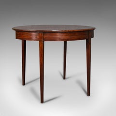 Antique Folding Tea Table, English, Mahogany, Side, Demi Lune, Georgian, C.1800
