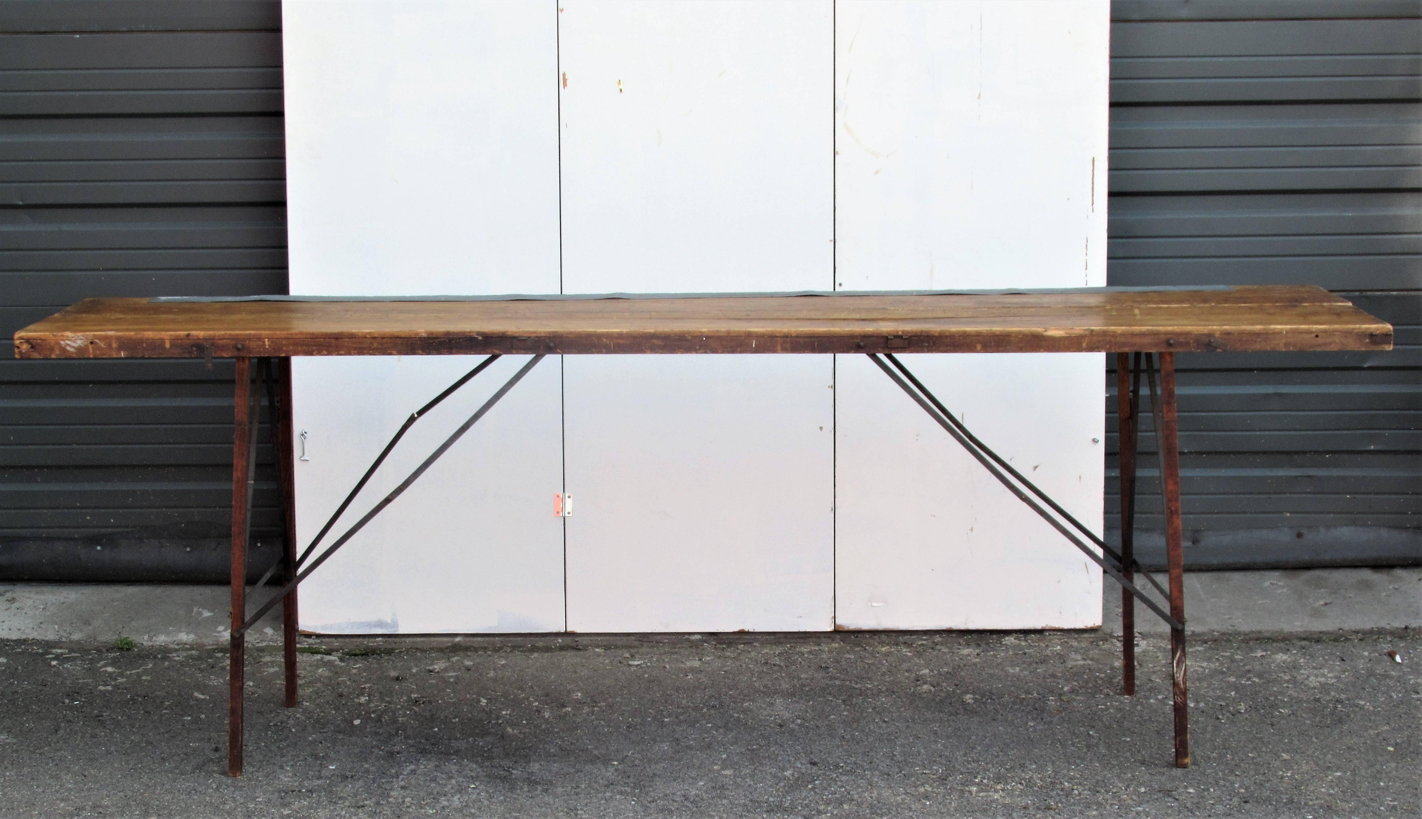 Industrial Antique Folding Wallpaper Hangers Table