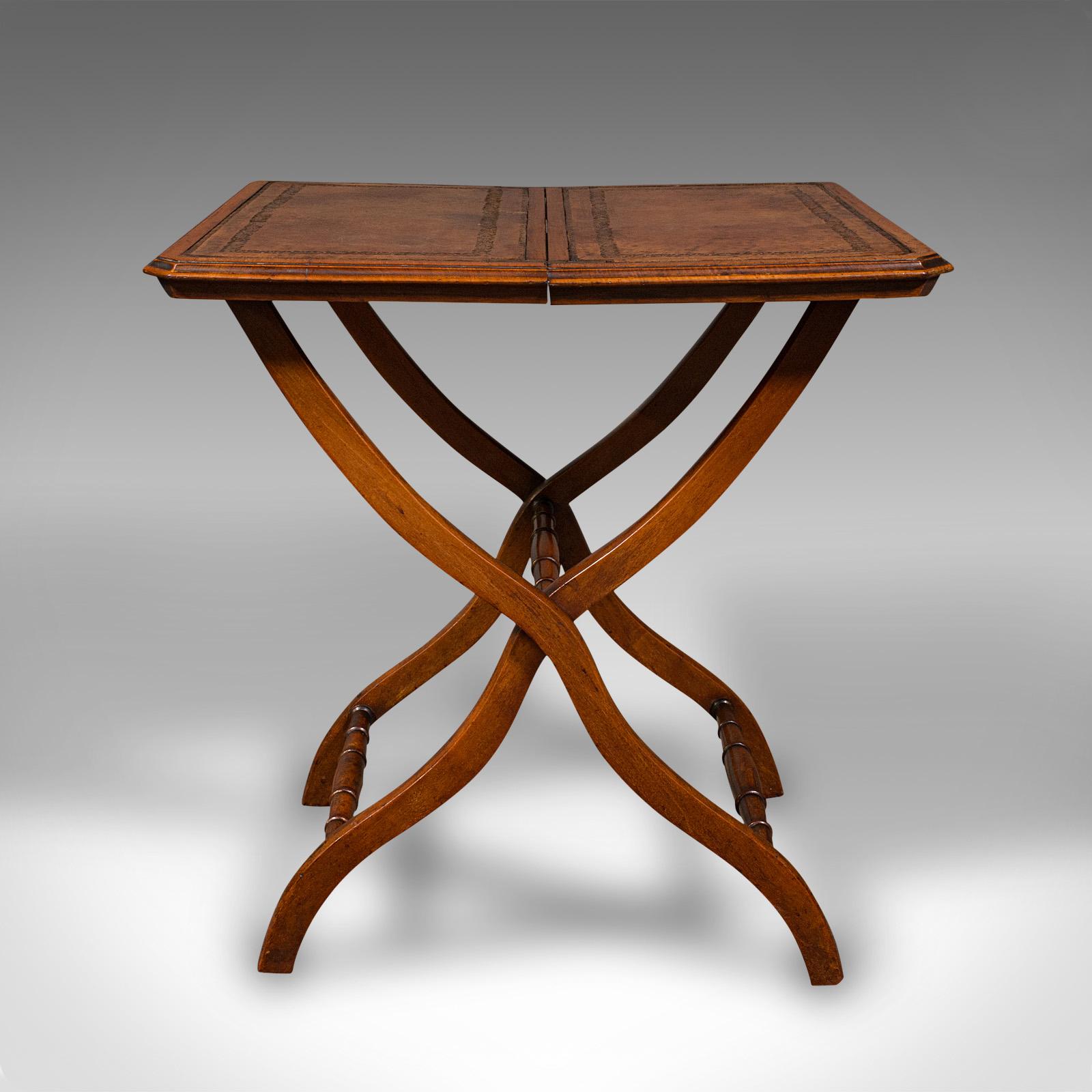Antique Folding Writing Table, English, Walnut, Side, Serving, Victorian, C.1880 In Good Condition In Hele, Devon, GB
