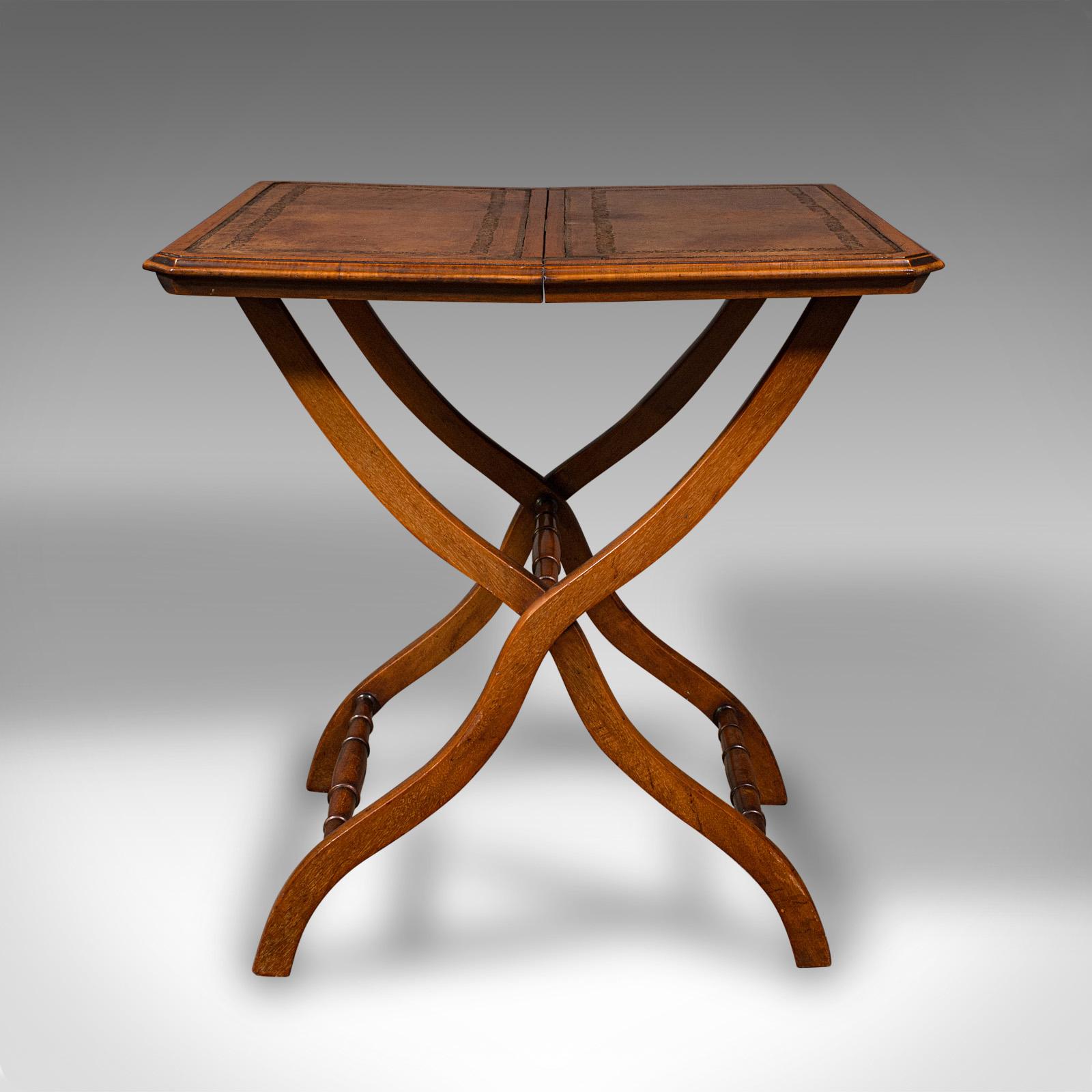 19th Century Antique Folding Writing Table, English, Walnut, Side, Serving, Victorian, C.1880