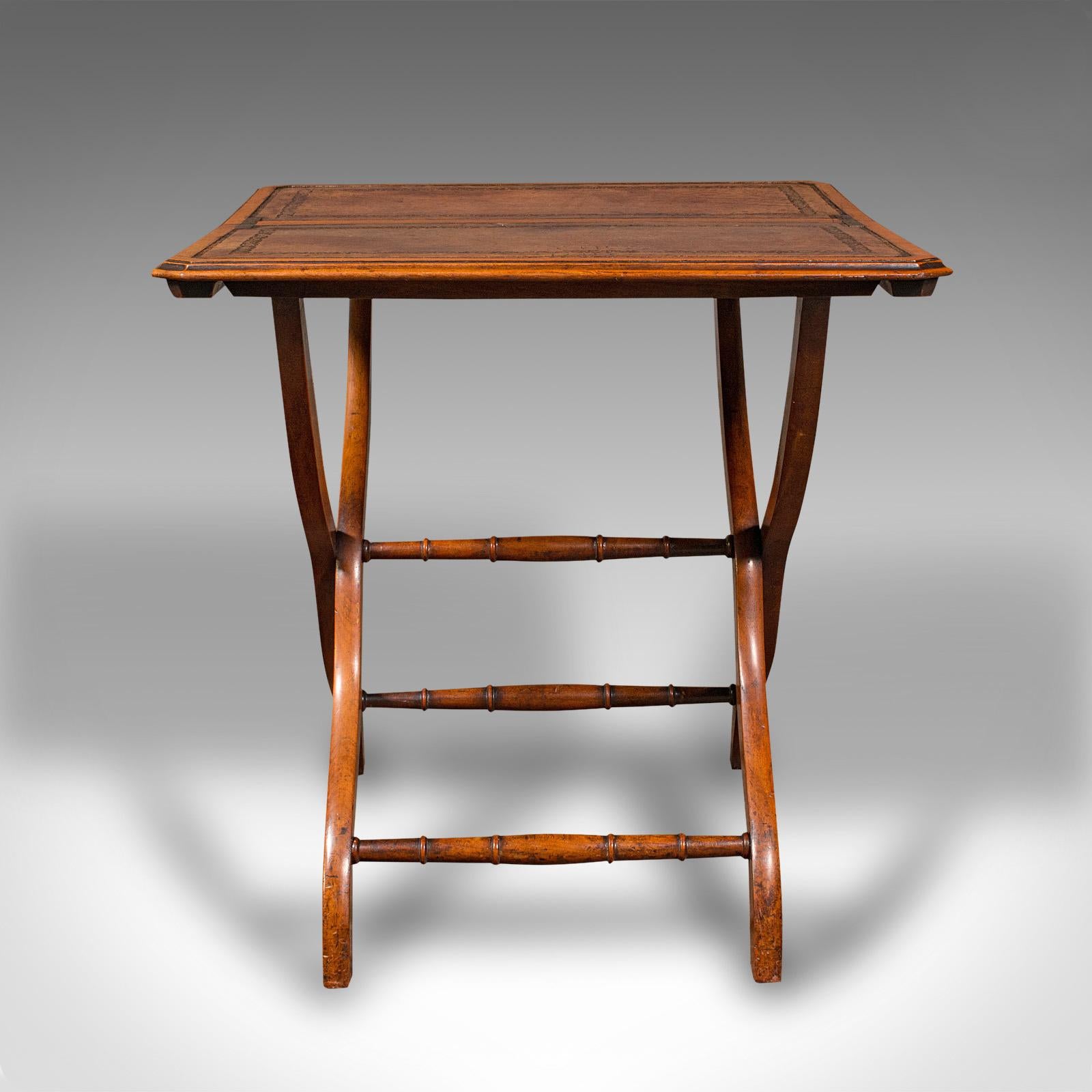 Antique Folding Writing Table, English, Walnut, Side, Serving, Victorian, C.1880 1