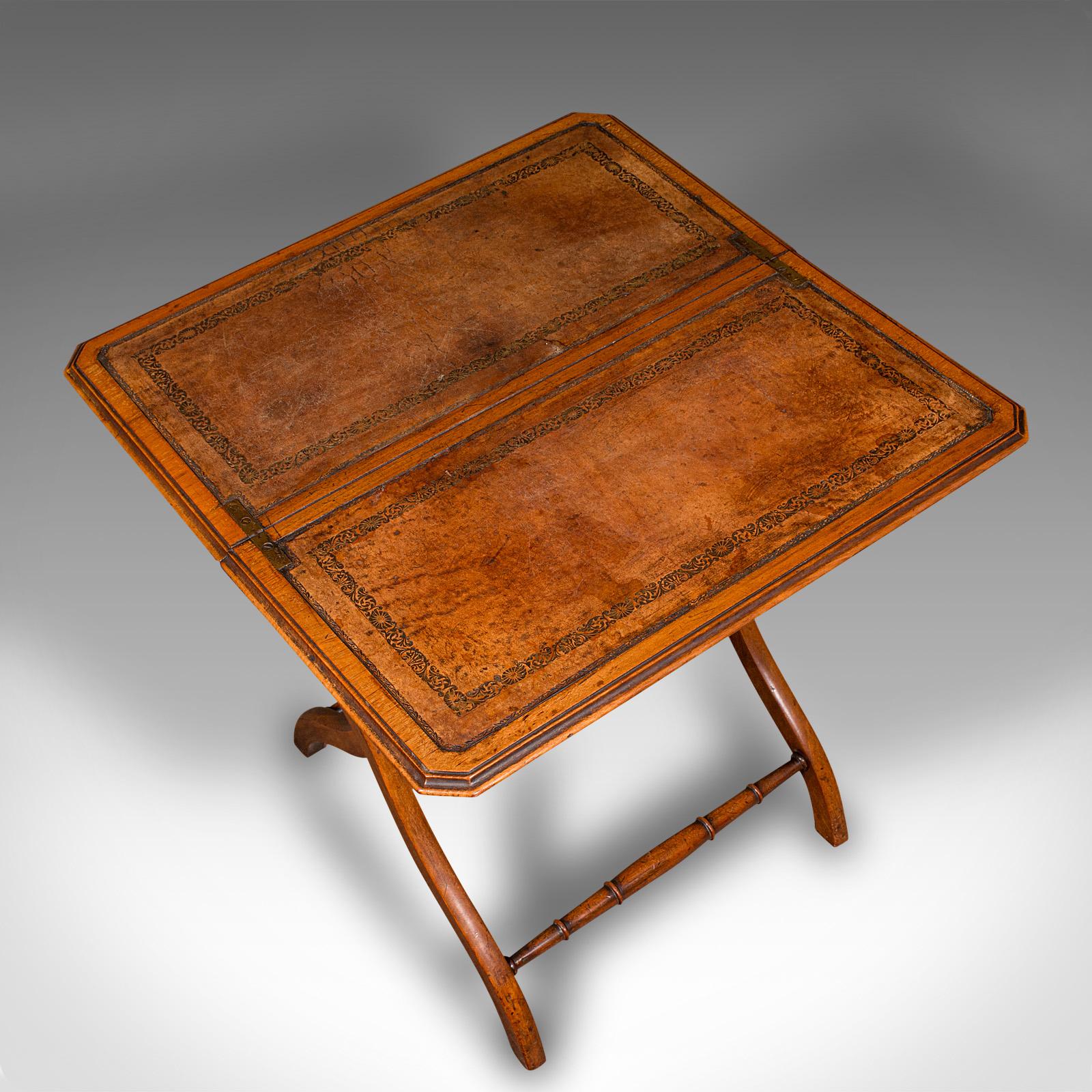 Antique Folding Writing Table, English, Walnut, Side, Serving, Victorian, C.1880 3