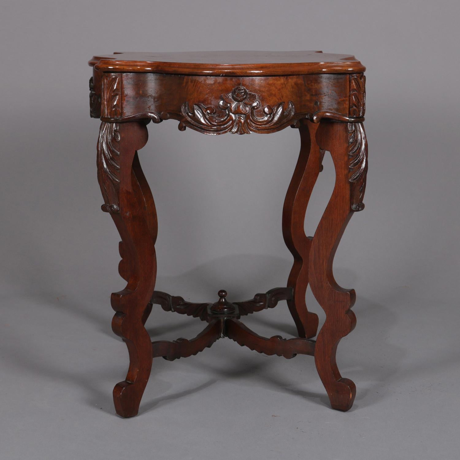 Antique Foliate and Floral Carved Walnut Center Table, circa 1890 1