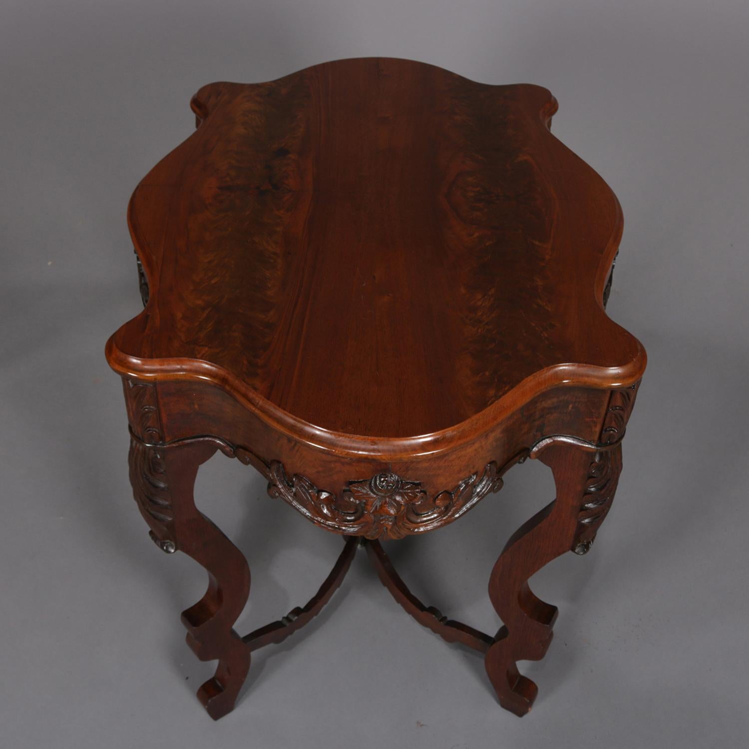 Antique Foliate and Floral Carved Walnut Center Table, circa 1890 2
