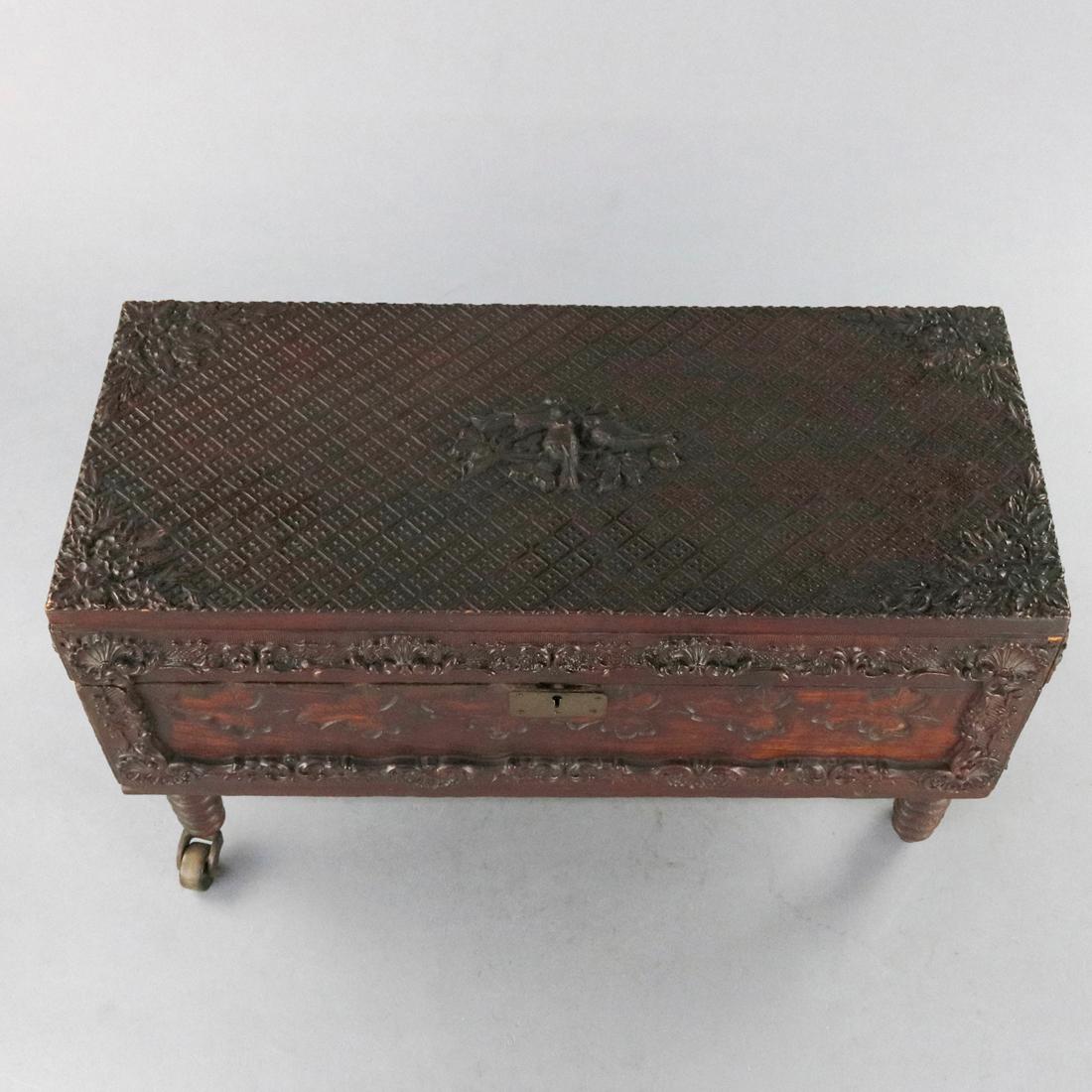 Antique Foliate Carved Mahogany Document Box, Circa 1880 3