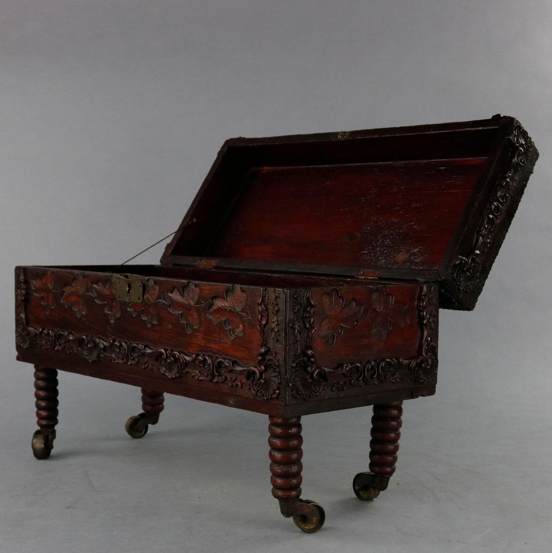 Antique Foliate Carved Mahogany Document Box, Circa 1880 In Good Condition In Big Flats, NY