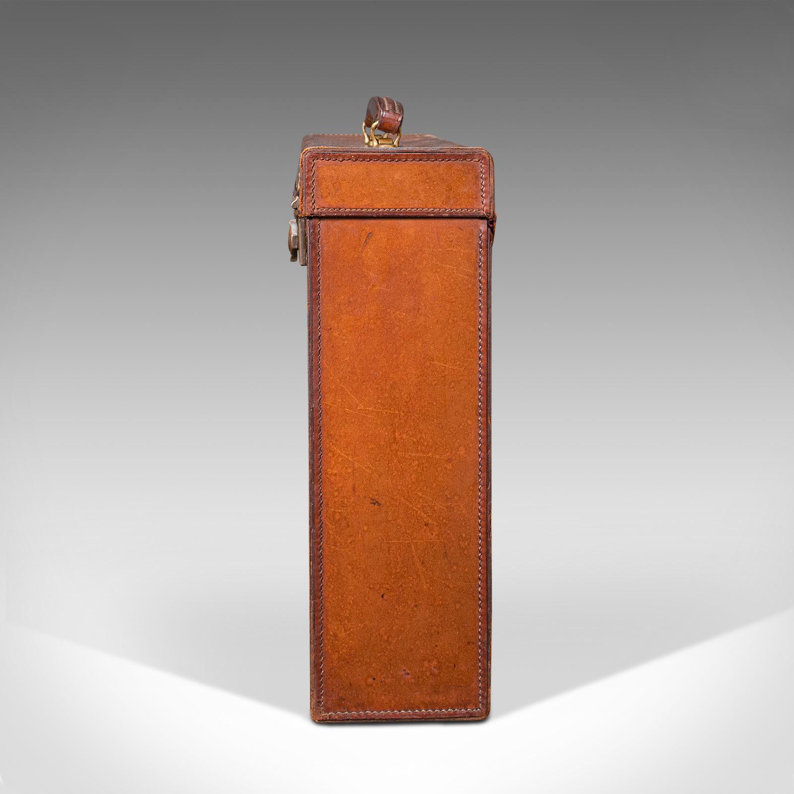 20th Century Antique Folio Case, English, Leather, Record Producer's Attache Briefcase, 1920