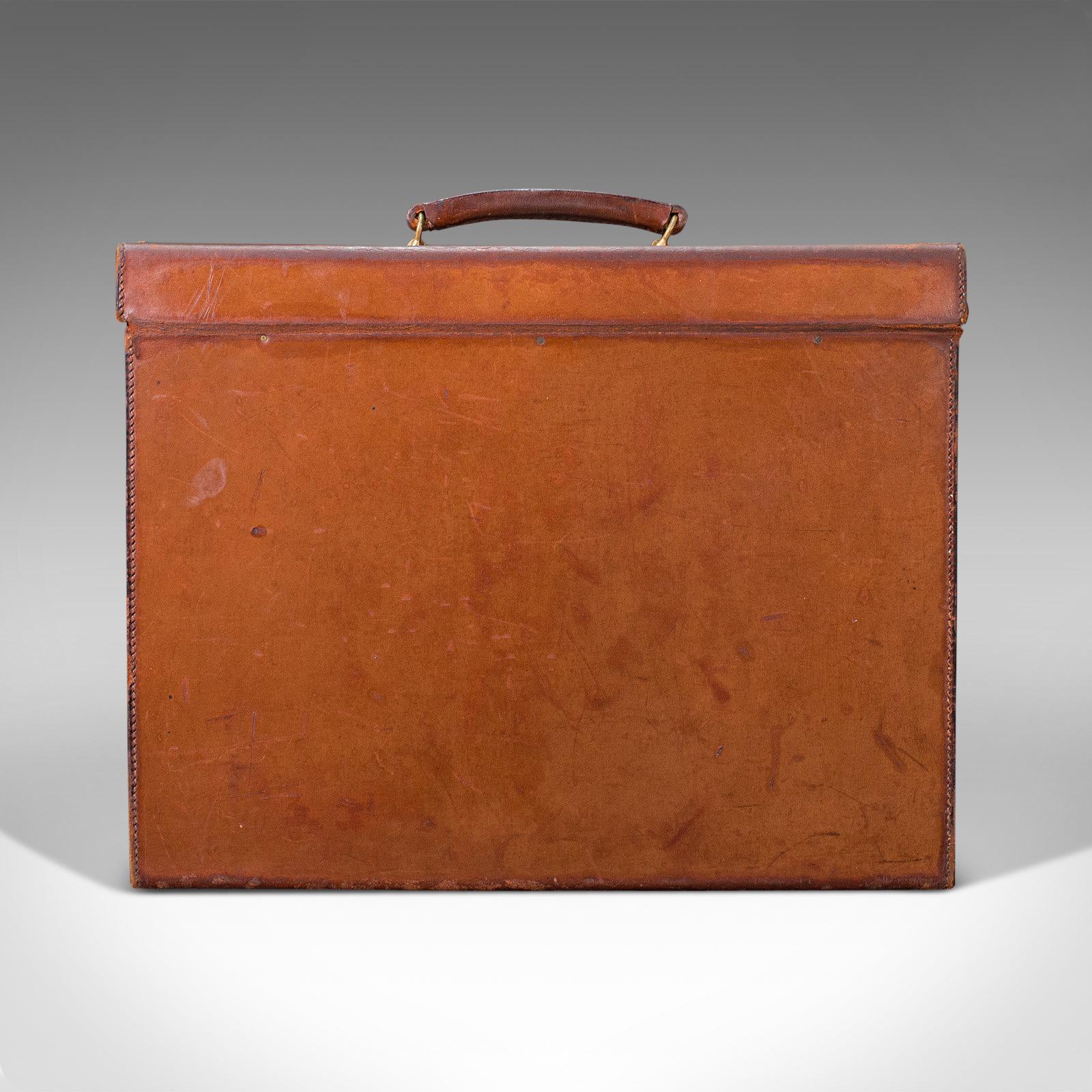 Antique Folio Case, English, Leather, Record Producer's Attache Briefcase, 1920 1