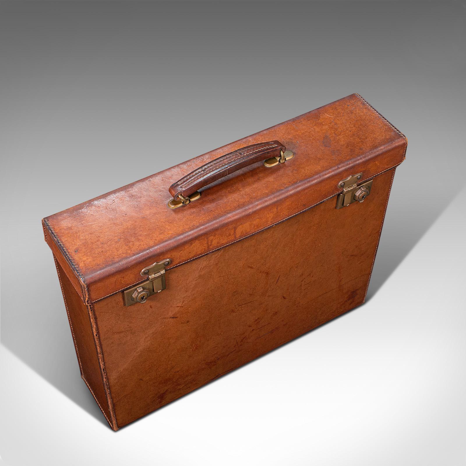 Antique Folio Case, English, Leather, Record Producer's Attache Briefcase, 1920 2