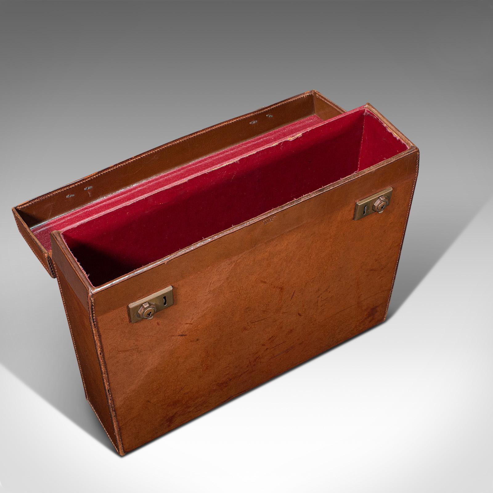Antique Folio Case, English, Leather, Record Producer's Attache Briefcase, 1920 3