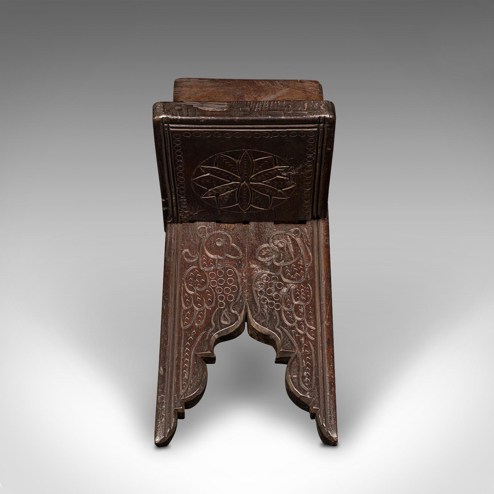 Late Victorian Antique Folio Stand, Anglo Indian, Folding Book Rest, Desktop, Victorian, C.1900 For Sale