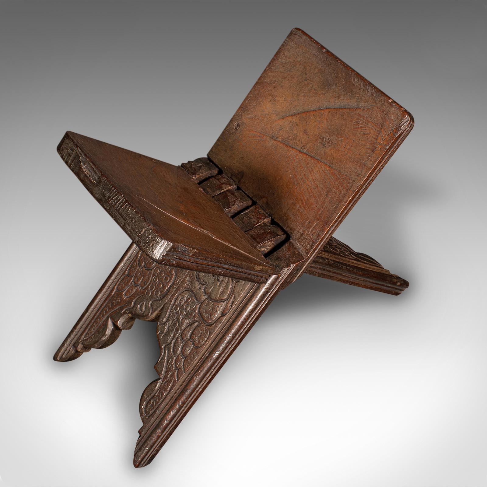 19th Century Antique Folio Stand, Anglo Indian, Folding Book Rest, Desktop, Victorian, C.1900 For Sale