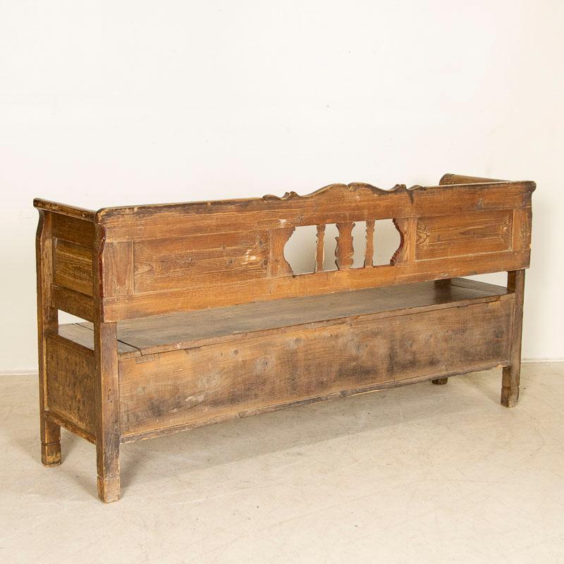 20th Century Antique Folk Art Brown and Earth-Toned Painted Storage Bench