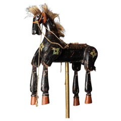 Antique Folk Art Carved And Painted Articulated Horse Puppet