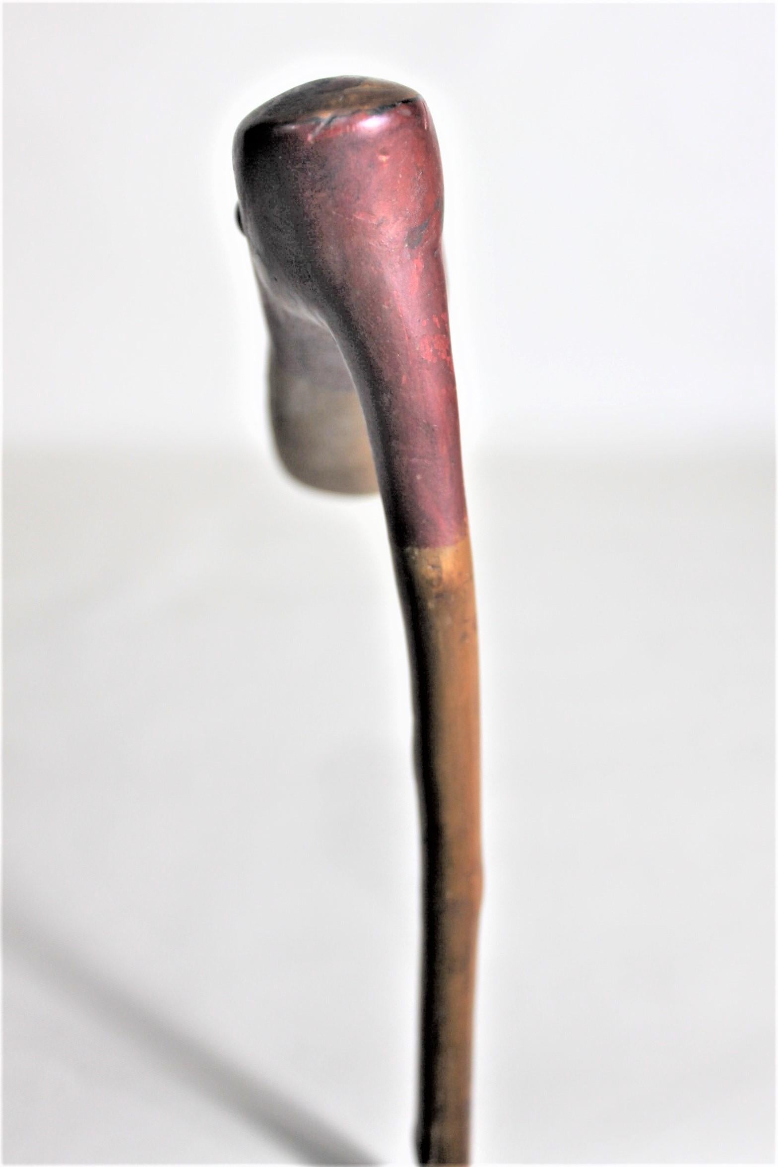 20th Century Antique Folk Art Carved & Painted Cane or Walking Stick with Exotic Bird Handle