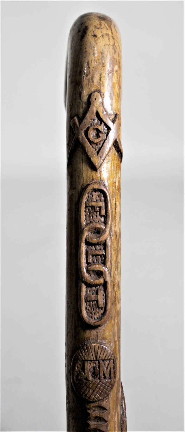 Antique Folk Art Ornately Carved Scottish Rite or Masonic Lodge Walking Cane at 1stDibs hand
