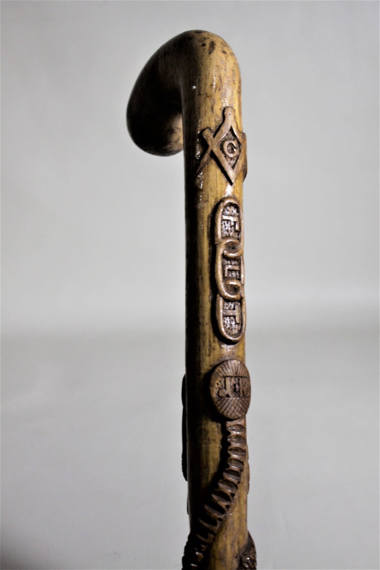 Antique Folk Art Ornately Carved Scottish Rite or Masonic Lodge Walking Cane at 1stDibs hand