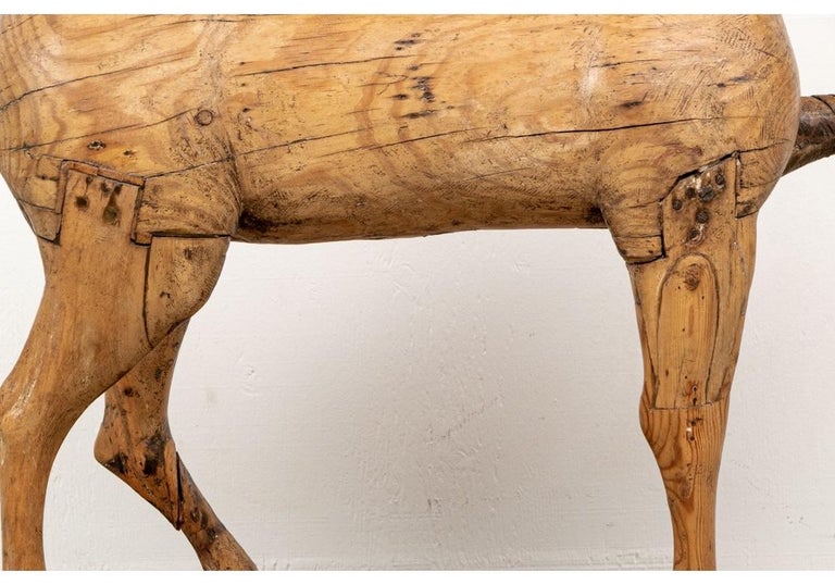 Antique Folk Art Carved Wooden Horse Sculpture For Sale 6