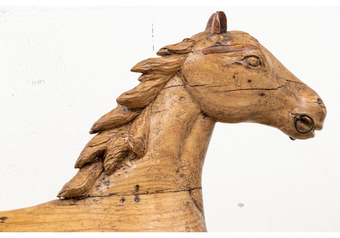 Antique Folk Art Carved Wooden Horse Sculpture 4