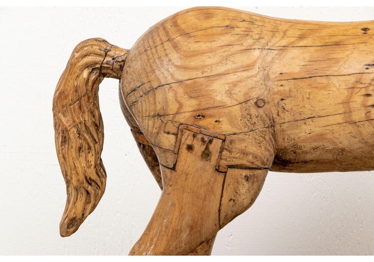 Antique Folk Art Carved Wooden Horse Sculpture For Sale 9