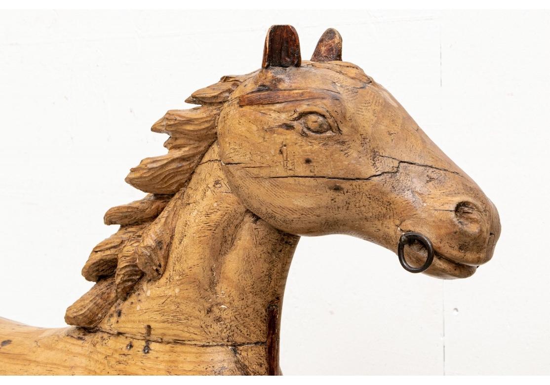 Antique Folk Art Carved Wooden Horse Sculpture 7