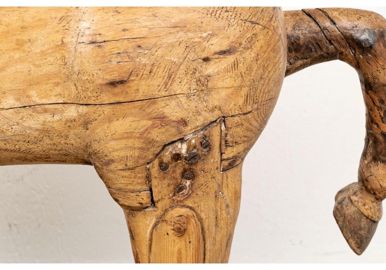 Antique Folk Art Carved Wooden Horse Sculpture For Sale at 1stDibs