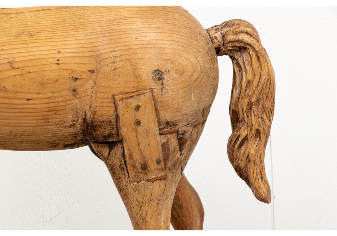 Antique Folk Art Carved Wooden Horse Sculpture For Sale at 1stDibs