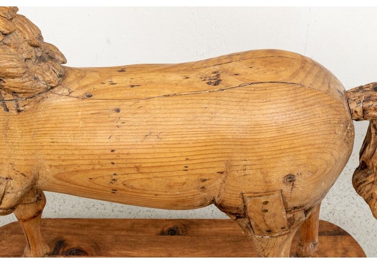 Antique Folk Art Carved Wooden Horse Sculpture For Sale 2