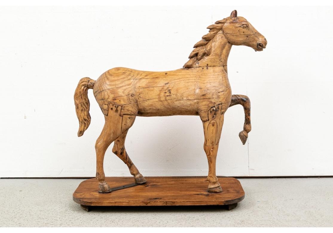 Antique Folk Art Carved Wooden Horse Sculpture 2
