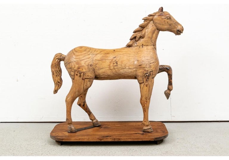 Antique Folk Art Carved Wooden Horse Sculpture For Sale 5