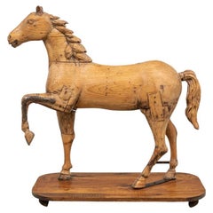 Antique Folk Art Carved Wooden Horse Sculpture