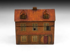 Antique Folk Art Cottage Tea Caddy, Early 19th Century