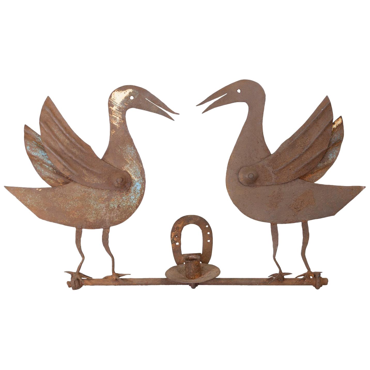 Antique Folk Art Geese Sconce For Sale