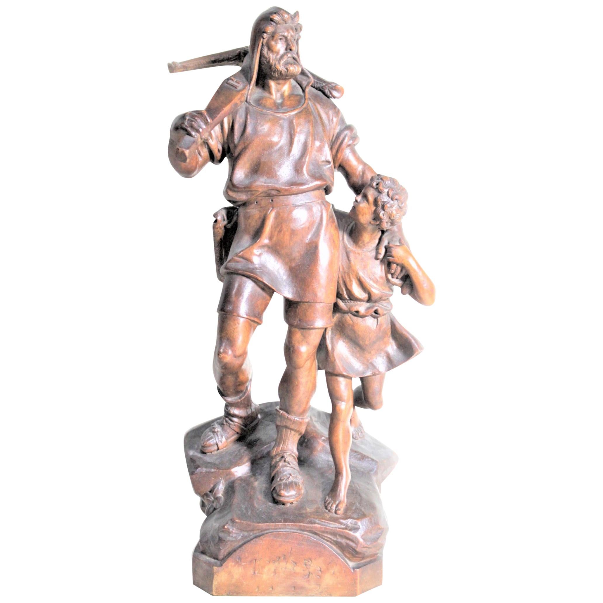 Antique Folk Art Hand Carved 
William Tell
 
Boy Wooden Figurative Sculpture