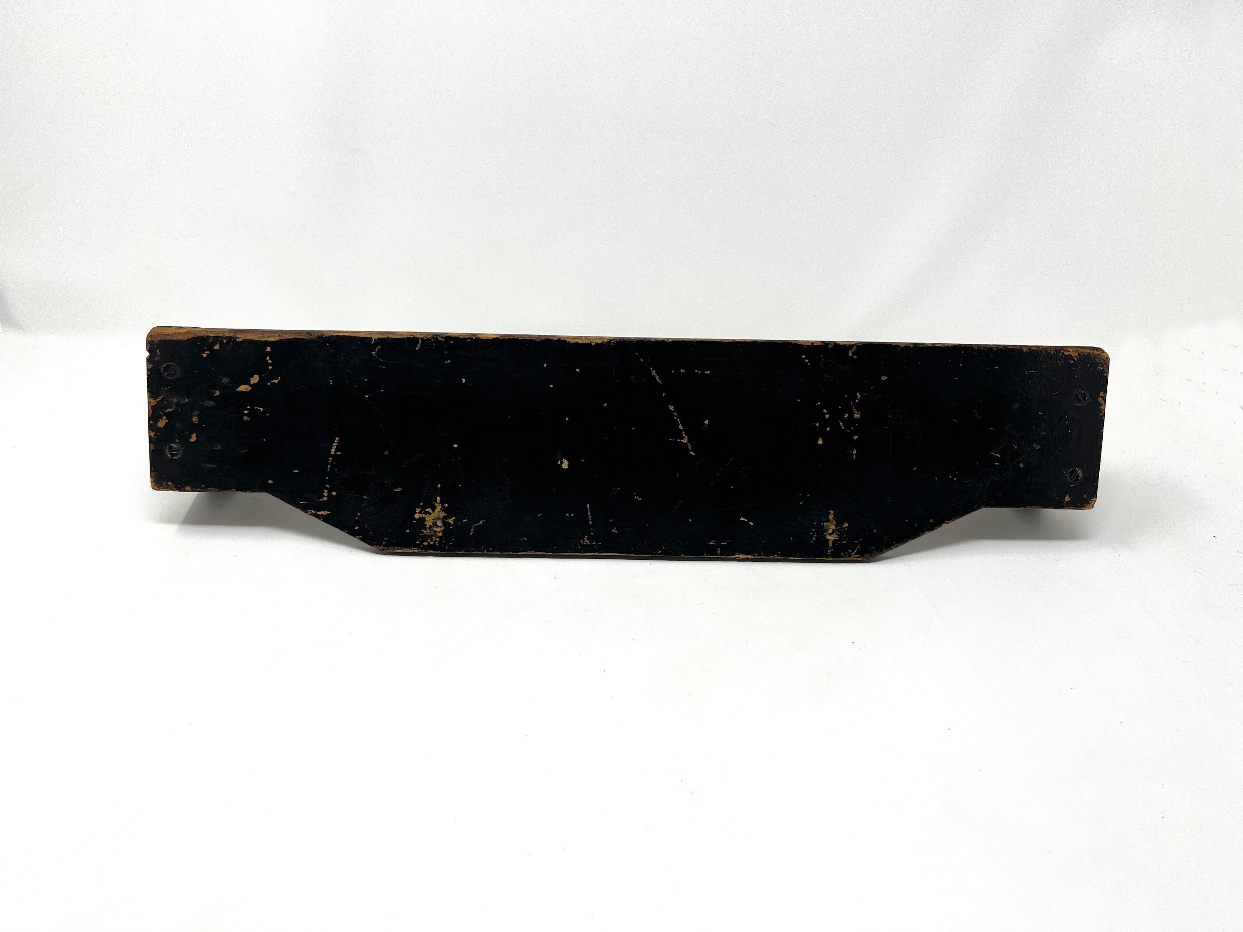 Antique Folk Art Hand-Painted Black Towel Hanger Holder Bar Rack, Wall Mount For Sale 1