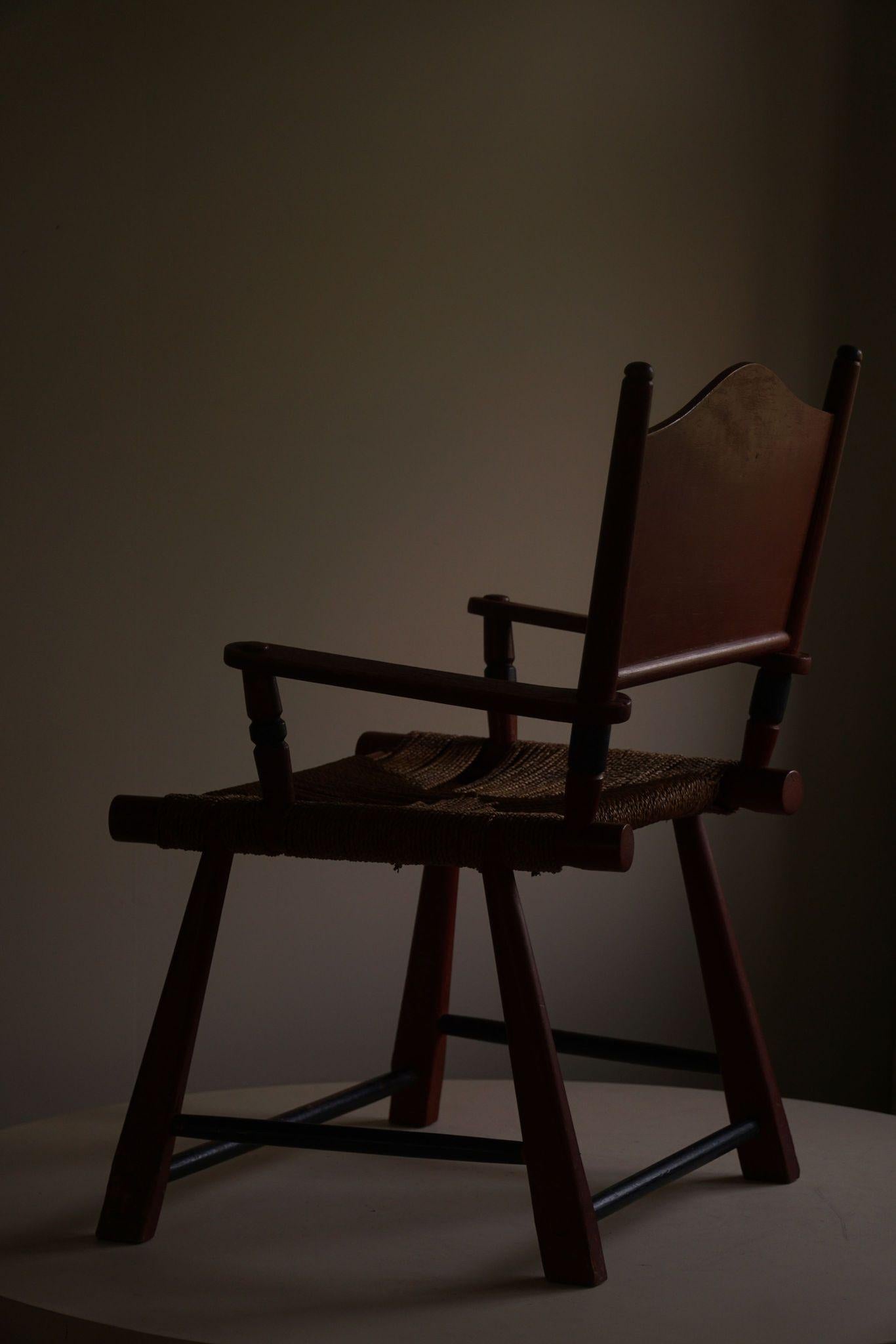 Antica poltrona svedese artigianale di arte popolare, Wabi Sabi, inizio XX secolo In condizioni buone in vendita a Odense, DK