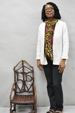 Antique Folk Art Handmade Wooden Twig Branch Adirondack Small Childs Chair