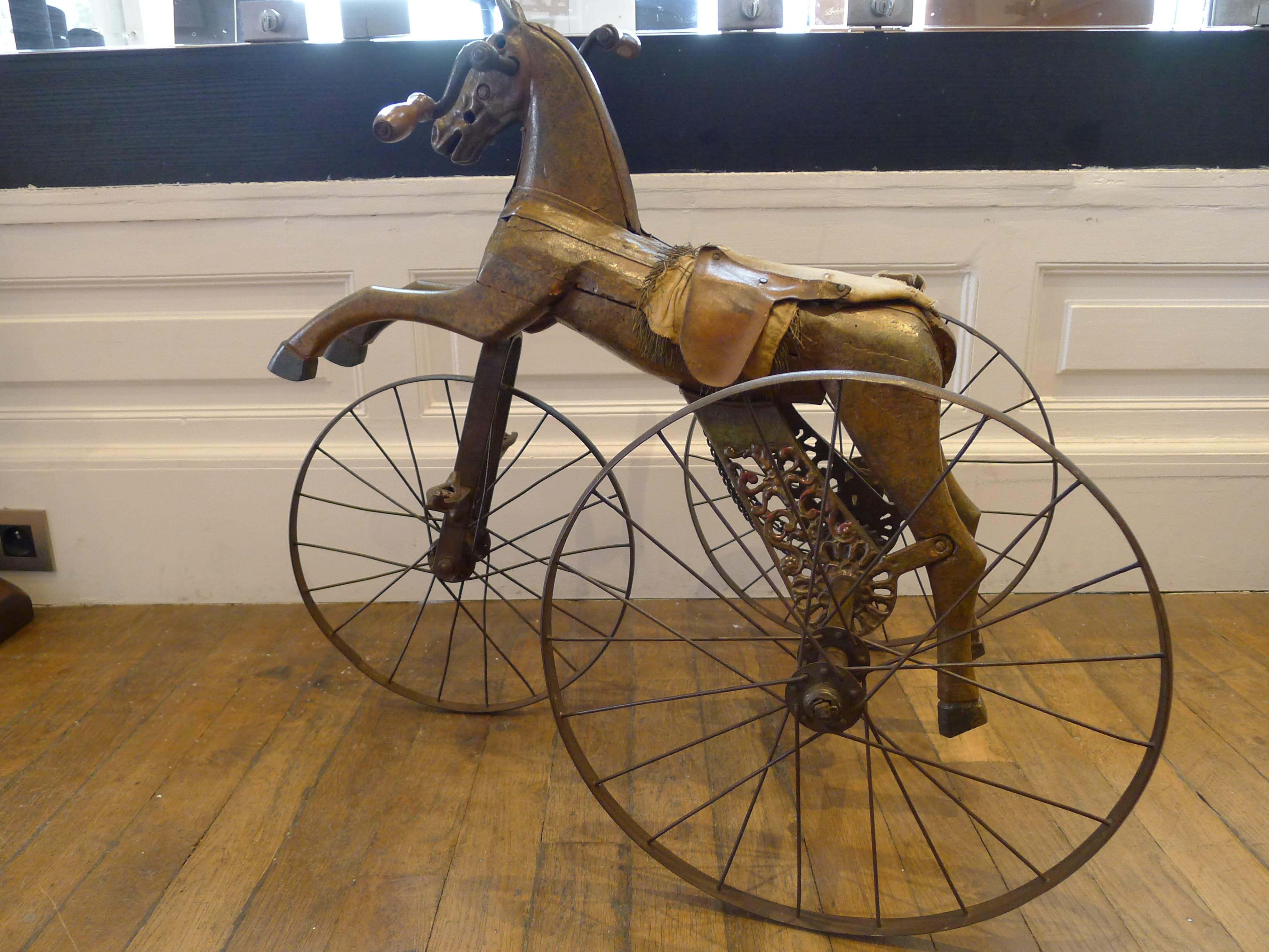 French Antique Folk Art Horse Form Tricycle, 19th Century For Sale