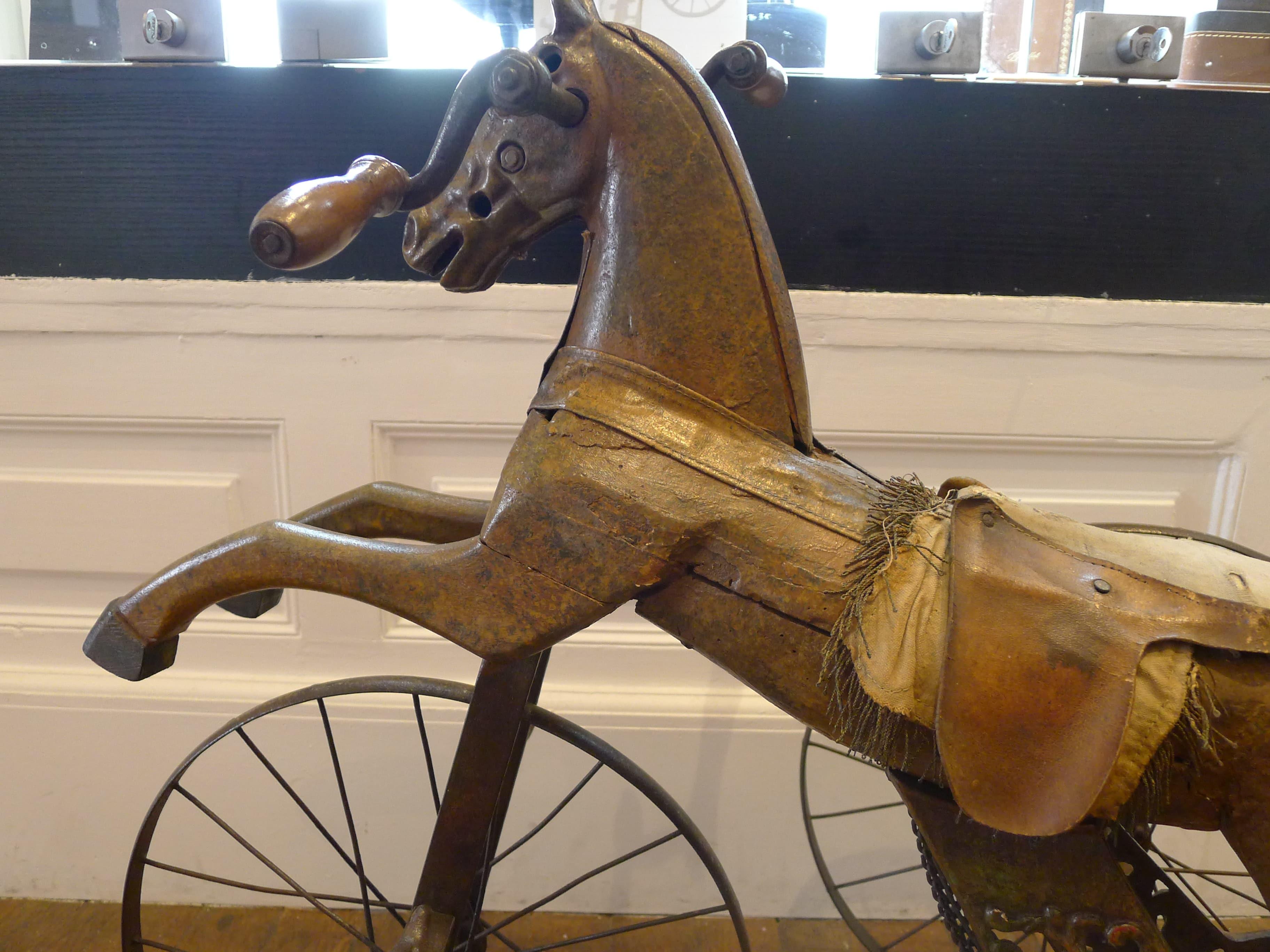 Antique Folk Art Horse Form Tricycle, 19th Century In Good Condition For Sale In Paris, FR