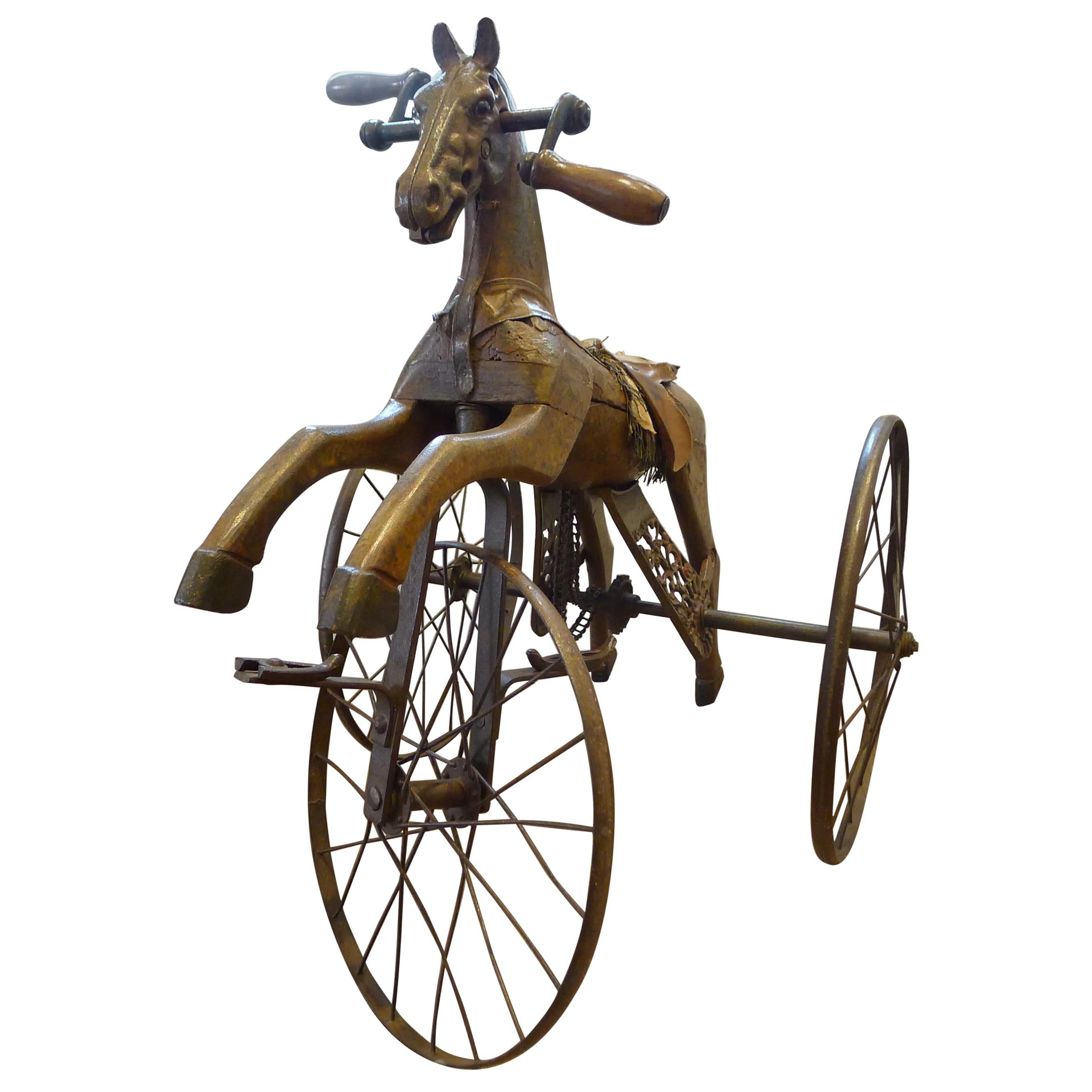Antique Folk Art Horse Form Tricycle, 19th Century For Sale