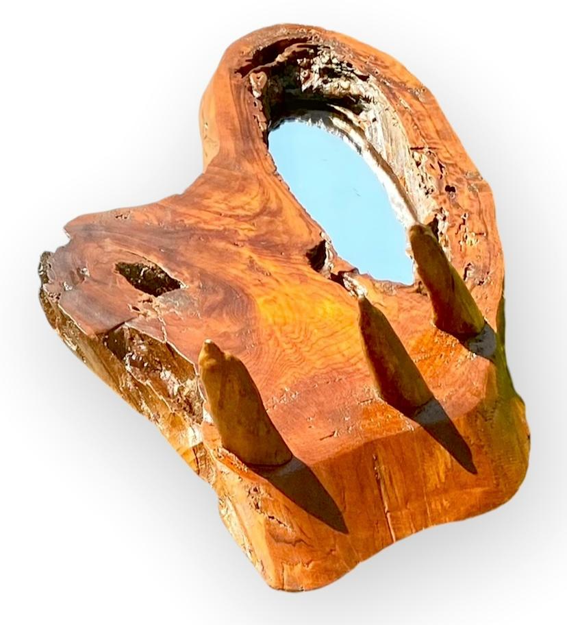 Antike Volkskunst  Live Edge Cypress Wand Hutablage/Spiegel (Frühes 20. Jahrhundert) im Angebot