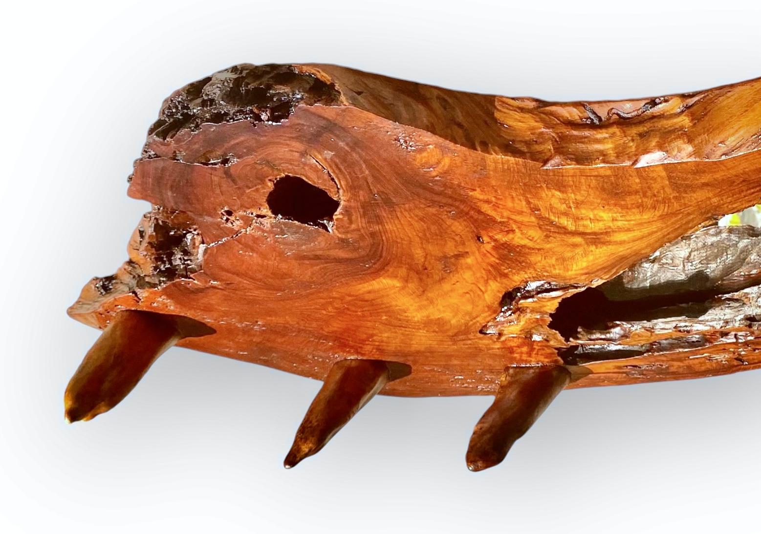Antike Volkskunst  Live Edge Cypress Wand Hutablage/Spiegel im Angebot 2