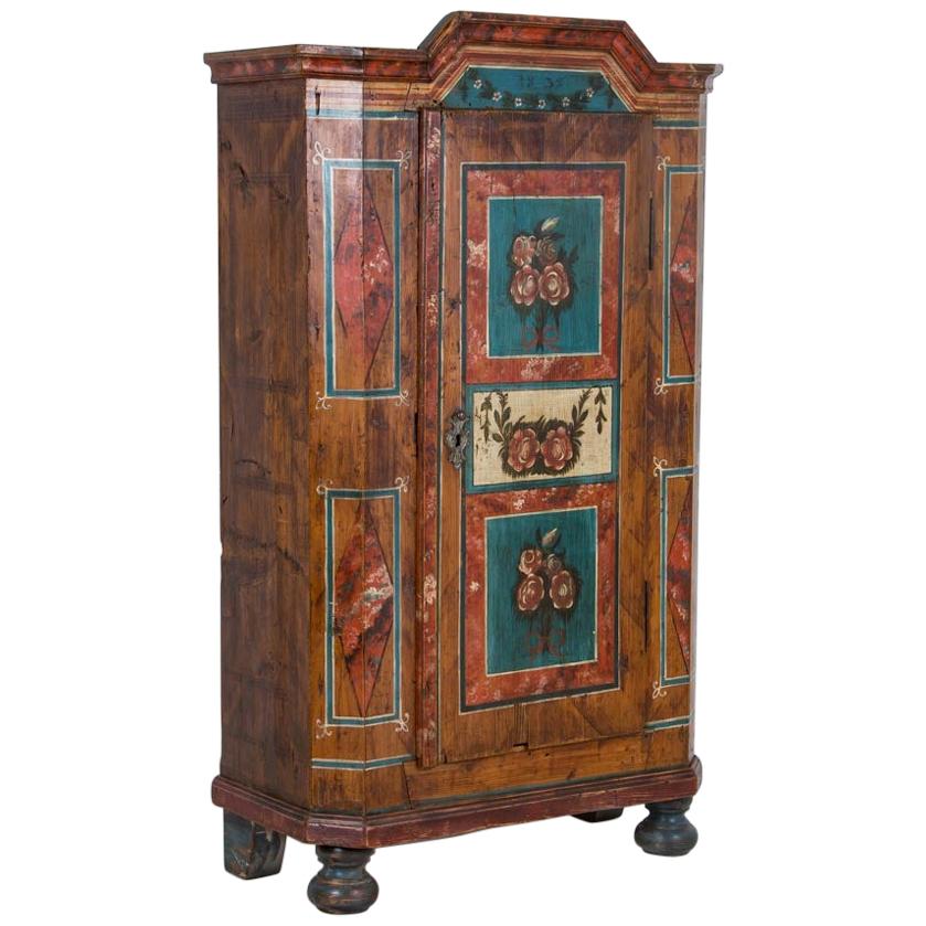 Antique Folk Art Painted Austrian Armoire