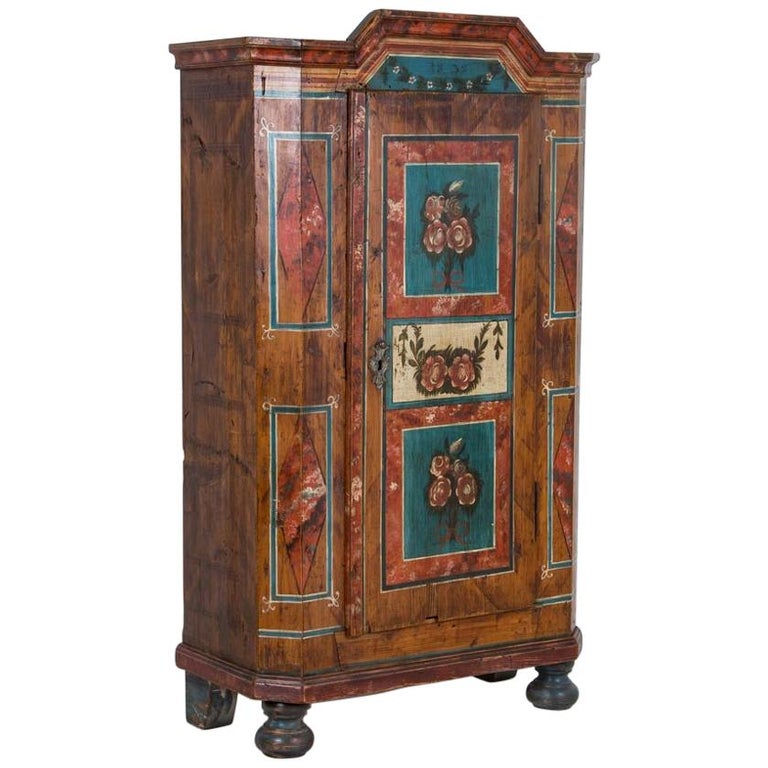 Antique Folk Art Painted Austrian Armoire at 1stDibs